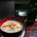 TAHOE - お通しは真鱈のあら汁。ハートランドビールと一緒に。