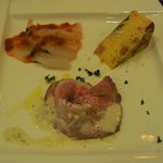 La cucina del Covo - 真鯛のカルパッチョ、豚肉とチーズソース、ソーセージのキッシュ