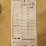 マヅラ喫茶店 - メニュー(伝票)