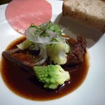 登別温泉郷 滝乃家 - 洋皿 紅時雨大根よけると 池田牛