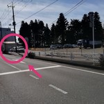 和菓子司　亀田屋 - 駐車場ここです。横断歩道から見た駐車場