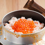 Crab Ikura Kamameshi (rice cooked in a pot)