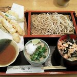 福杜 - 天ぷらもりそば＆鮭ご飯