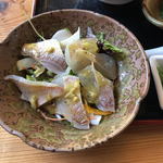 釜宗 - 小鯛刺身とサラダ
