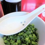 ラーメン二郎 - ネギに付属の穴開きレンゲ