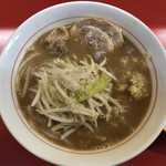 千里眼 - ラーメン 麺140g ヤサイ少な目・ニンニク・ショウガ・カラアゲ別皿で 750円