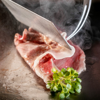 The highest quality A5 rank Kobe beef and fresh seafood cooked on a hot iron plate in a luxurious yet delicate manner.