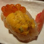 鮨げん家 - ぼたん海老いくら生うに乗せ