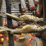 旬ものと日本酒 とみ笑 - 山口の鮎の炭火焼き