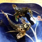 旬ものと日本酒 とみ笑 - 新潟のかじかの炭火焼き