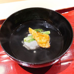 銀座 しのはら - ホタテの真丈、半生ばちこのお椀