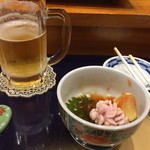 すし処澤家 - ビールとお通しの白子ポン酢