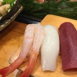 すし処澤家 - 母注文 甘エビとイカ、マグロ