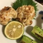 北輝 - 焼き白子、焼きアスパラ