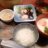 やげんぼり 赤坂店 - 鴨川1,050円。とろろ（鮪＋イクラ＋玉子）＋小鉢＋じゃこ＋漬物＋赤だしです。
