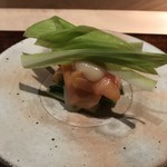 菊鮨 - 宇部 赤貝 うるいとわけぎ 青唐辛子のからし酢味噌