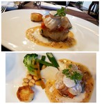 ミルフィーユ - お隣お姉さんのメイン　帆立貝と舌平目のクローヌ仕立て