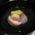 野嵯和 - 蒸しアワビと新玉ねぎの椀