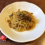 イタリア家庭料理 グウフォ - ボルチーニと自家製ベーコンのパスタ　￥1,350