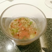 カンテサンス - ◎甘鯛、ふきのとう、トマトの温スープ