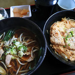 和寒雪割そば - かも南蛮そば800円税込、カツ丼650円税込