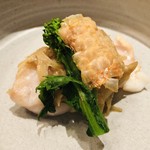 エクアトゥール - グジのポアレ　牛蒡と独活　菜の花　白味噌と白ワインのソース