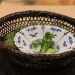 味あら井 - ●菜花とユリ根、そら豆のお浸し