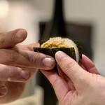 味あら井 - ●アオリ烏賊、雲丹、しゃり海苔巻き