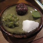 タカラヤ - 鶏セットの薬味　粗塩・きざみわさび・練梅・かぼすこしょう　