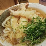 ふたば製麺 - 海老天うどん。カボチャの天ぷらも入ってます(*￣∇￣)ノ