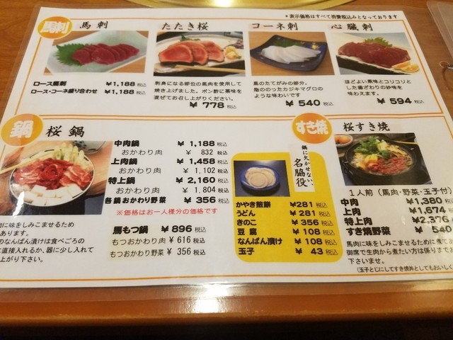メニュー写真 尾形 下田店 下田 馬肉料理 食べログ