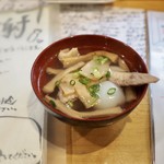 風林火山 - お通しがシナチクのおつゆ。温まって嬉しい