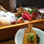博多磯ぎよし - 刺し盛り（車エビと鮑は生きてました♪）
