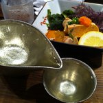 博多磯ぎよし - あん肝と日本酒♪鈴のおちょこが冷え冷えです