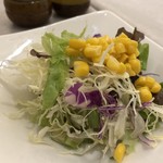 ピエトロセントラーレ - サラダはキャベツが多めでコーンや紫キャベツが彩を添えています。 サラダはお代わり可能。