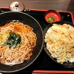 山の猿 - 鶏天丼そば　790円外　ホッペッパークーポンで△80円