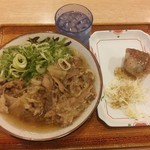 Rakuraku Udon - 肉うどん、肉巻きおにぎり【2019.2】