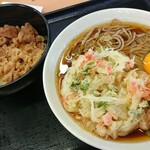 そば処吉野家 - ミニ牛丼天玉そばセット　９１０円