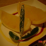 炭焼き かどた/お料理すゞ㐂 - 水菓子　　グレープフルーツゼリー　アングレーズソース 