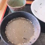 Orenosoba - 最後にポットで蕎麦湯を頂きましたので、ツユに入れ頂きました。