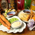 Taishuu Izakaya Temmade Agare - ｼﾞｬﾝﾎﾞ海老、チーズカリカリ、串カツ五種盛り