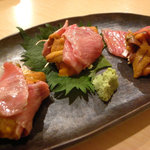 ふく田 - 雲丹の炙り牛肉巻