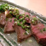 ふく田 - 牛ハツ塩焼き辛しソース