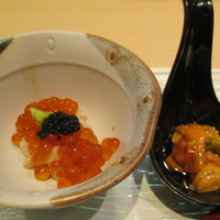 恵比寿 鮨 おぎ乃 - うにとこぼれイクラ