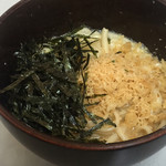 天ぷら 天松 - 2019年3月。釜玉揚げ玉うどん。