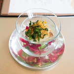 なだ万 - 飯蛸と菜の花カッペリーニカラスミ　やられた