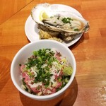 麺屋 六感堂 - ネギトロ丼＋真牡蠣ポン酢