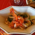 東京 芝 とうふ屋うかい - 八寸  桜海老と春菜浸し