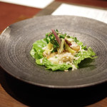 欧割烹 清水 - 糸島産赤睦ポワレ 黄韮 佐賀県産ホシユタカ