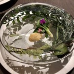 sincere - 春野菜と帆立 海老、菜の花と牛乳のカプチーノ